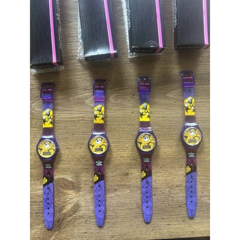 Lot of 4 Disney Nightmare Before Christmas Bats & Cats LCD Watches